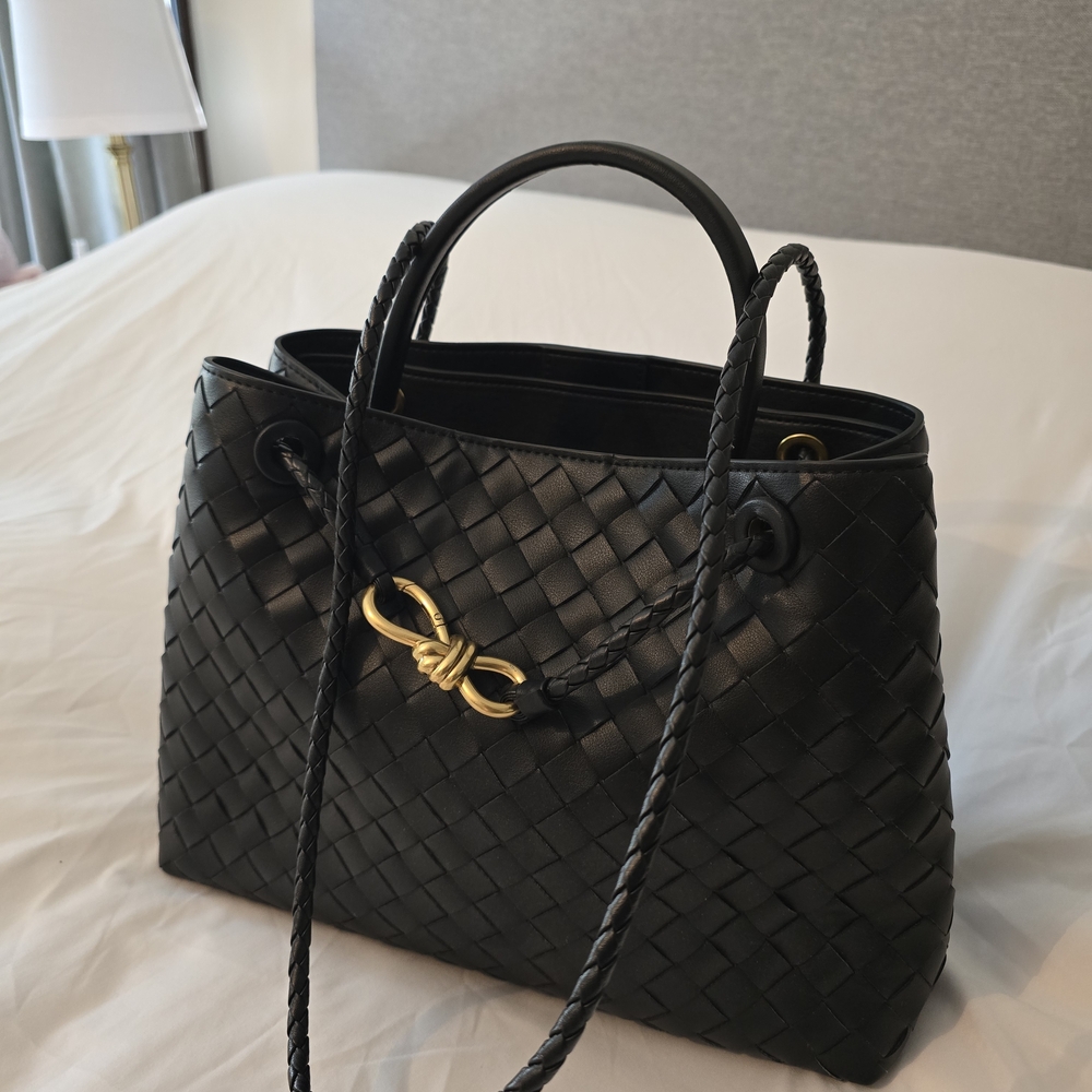 Black Woven Tote Bag - Picture 6 of 12